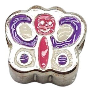 Solvar Sterling Silver Purple Enamel Butterfly Slide Charm Kids New Old Stock